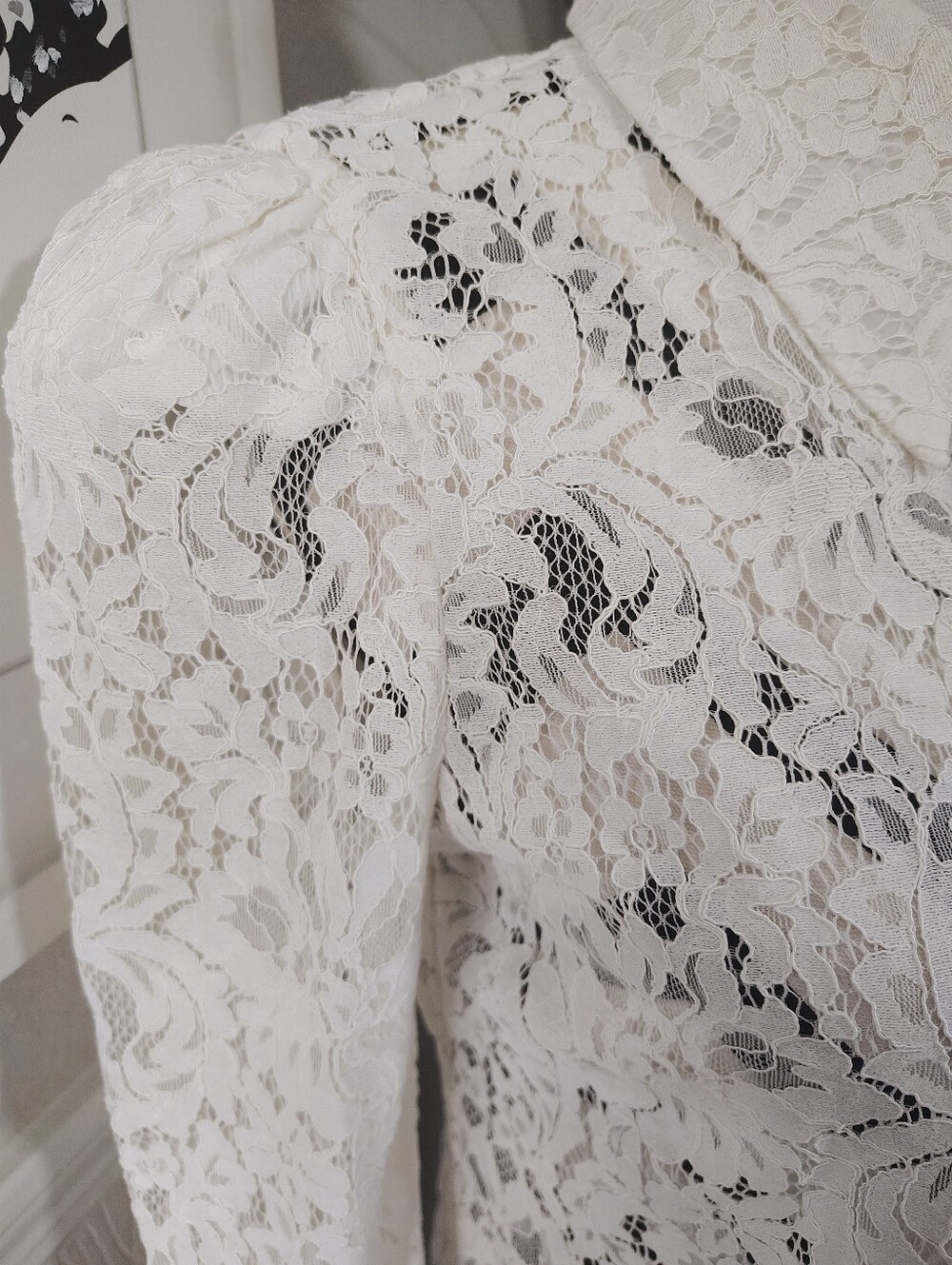 L'AGENCE $375 Jenica Floral Lace Blouse Ivory Women's Small Petite Coquettegirl - Picture 9 of 12